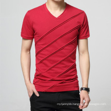 Custom Wholesale Plain V Neck Fashion Cotton Men T Shirt